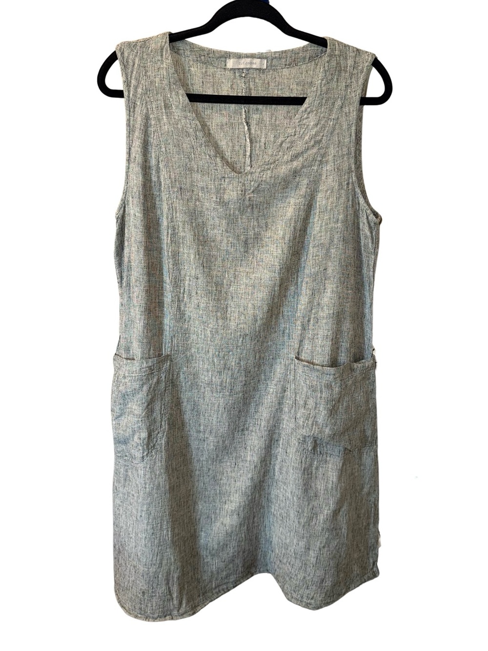 Cut Loose Linen Cotton Blend Gray Midi Dress Dress Sustainable Made in USA L